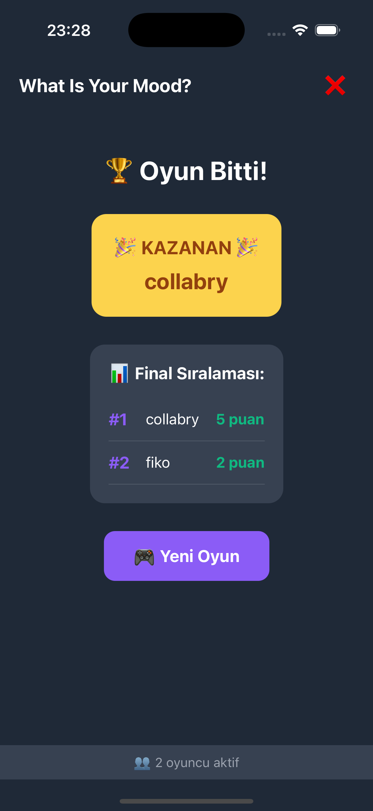 Winner Screen
